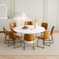 Dining Chairs Set of 8, 18 Inch Modern Armless Dining Chair with Back, Faux Leather Kitchen Dining Room Chair with Metal Legs for Home, Bistro Coffee Shops (Brown)