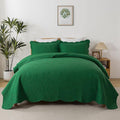 HoneiLife King Size Quilt Sets - 3 Piece Microfiber Quilt Set Lightweight Bedspreads Reversible Coverlets Rustic Bed Cover King Quilt Bedding Set All Season Quilts-Green