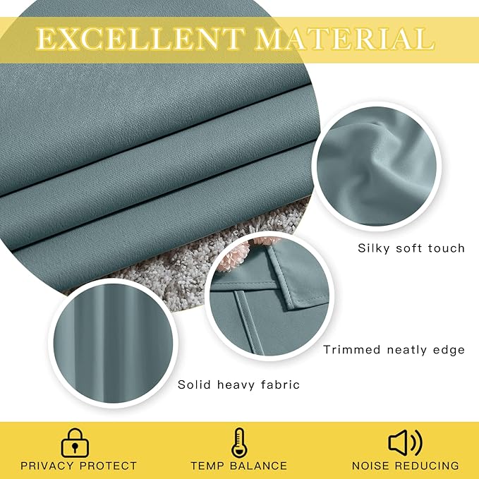 NICETOWN Greyish Blue Sliding Door Curtain for Bedroom, Blackout Patio Door Curtain Room Divider Privacy Thermal Grommet Window Treatment for Living Room, 1 Panel, W80 x L90