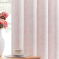 Beauoop Pink Floral Jacquard Blackout Curtains 96 Inches Long 2 Panels for Bedroom Living Room Chenille Flower Room Darkening Thermal Insulated Soundproof Grommet Window Treatments Drapes, 52x96