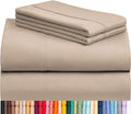 LuxClub 4 PC Full Sheet Set, Deep Pockets Wrinkle Free Cooling Bed Sheets Hotel Bedding for Women, Men, Kids & Teens, Includes 1 Fitted Sheet, 1 Flat Sheet and 2 Pillowcases-Soft Light Khaki