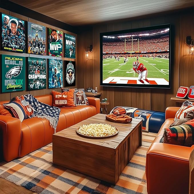 B.B.F MAKE 2025 Super Canvas Bowl Wall Art Champions MVP Hurts Canvas Wall Decor Eagles Poster Print Philadelphia Sports Star Picture Gift Modern Bedroom Living Room Home Decoration, Framed 24x30inch
