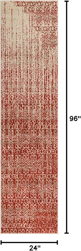 Unique Loom Del Mar Collection Area Rug - Jennifer (2' x 8' Runner, Red/ Beige)