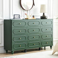 12 Drawer Fluted Dresser for Bedroom, Mid Century Modern Chest of Drawers, Wood Storage Small Dresser Organizer for Bedroom Living Room Hallway Closet, Green