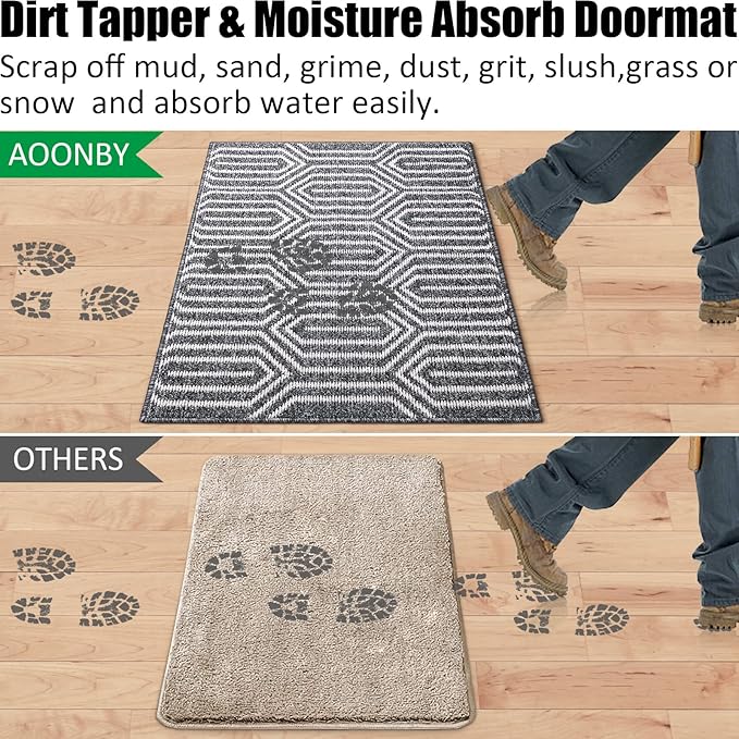 Indoor Doormat 32"x 48", Absorbent Front Back Door Mat Floor Mats, Rubber Backing Non Slip Door Mats Inside Mud Dirt Trapper Entrance Door Rug Carpet, Machine Washable Low Profile-Black Time Cloister