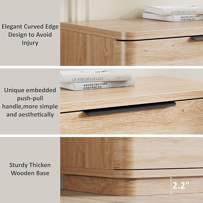 5 Drawer Dresser for Bedroom, 45" Tall Modern Chest of Drawers with Metal Handle, Curved Profile Design, Wooden Closet with Large Drawers Dressers Organizer for Entryway Hallway