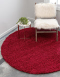Unique Loom Solid Shag Collection Area Rug (8' Round, Cherry Red)