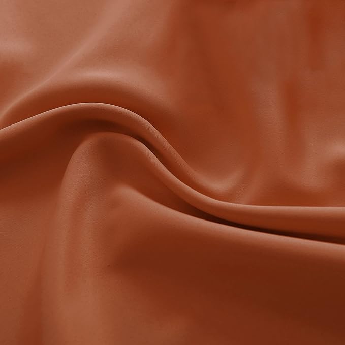 DONREN Burnt Orange Ochre Blackout Curtains for Bedroom 84 Inches Long Thermal Insulated Window Curtain for Living Room, Energy Efficicent Rod Pocket Window Treatment Decorative Panel