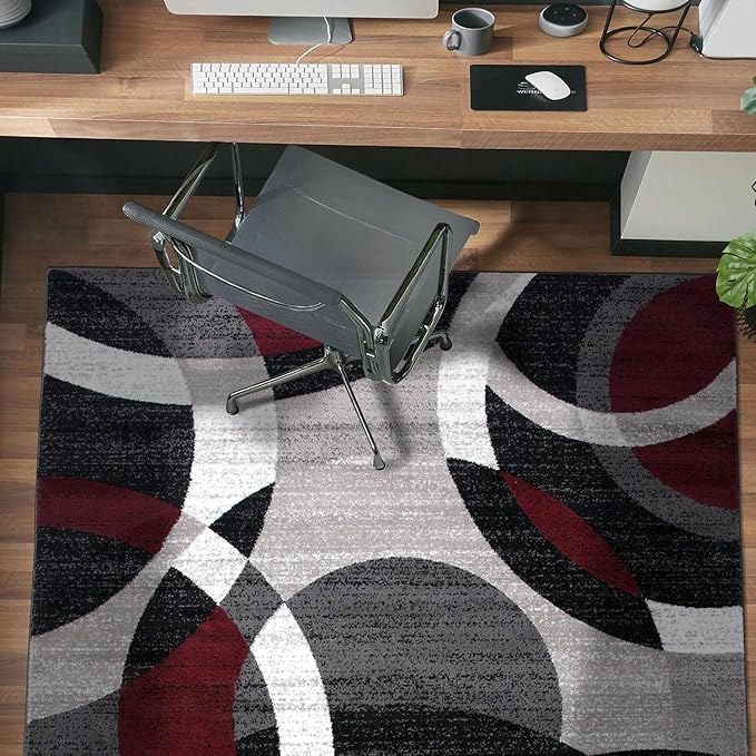 Rugshop Contemporary Abstract Circles Perfect for high Traffic Areas of Your Living Room,Bedroom,Home Office,Kitchen Area Rug 3'3" x 5' Red