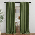 RYB HOME Velvet Room Divider Curtains for Space Separation, Noise Reduce Barrier for Nursery, Large Window Curtains for Sliding Glass Door, Olive Green, W 62 x L 84, 2 Panels Set