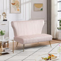 50’’ Armless Loveseat Sofa, Comfy Upholstered Velet Small Couch Sofa with Gold Legs, 2 Seater Tufted Modern Couch for Living Room, Bedroom, Apartment Small Space (Light Pink)