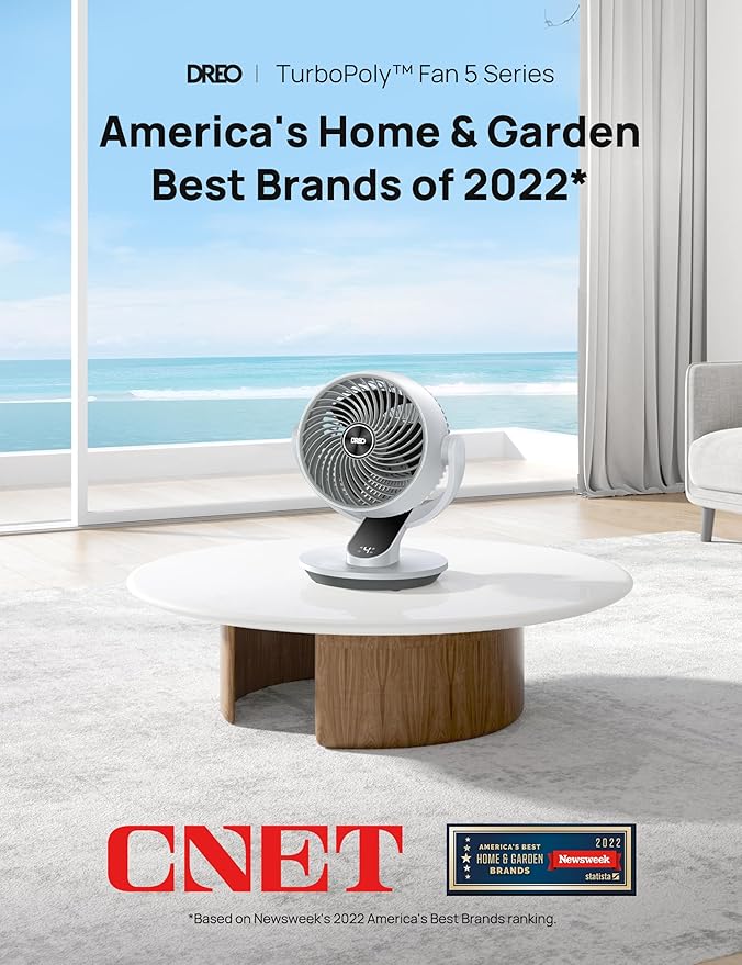 DREO Oscillating Fan for Bedroom, 13 Inch Quiet Table Fans for Home Whole Room, 70ft Powerful Airflow, Desk Air Circulator Fan with Remote, 120° Adjustable Tilt, 4 Speeds, 8H Timer, for Office Desktop