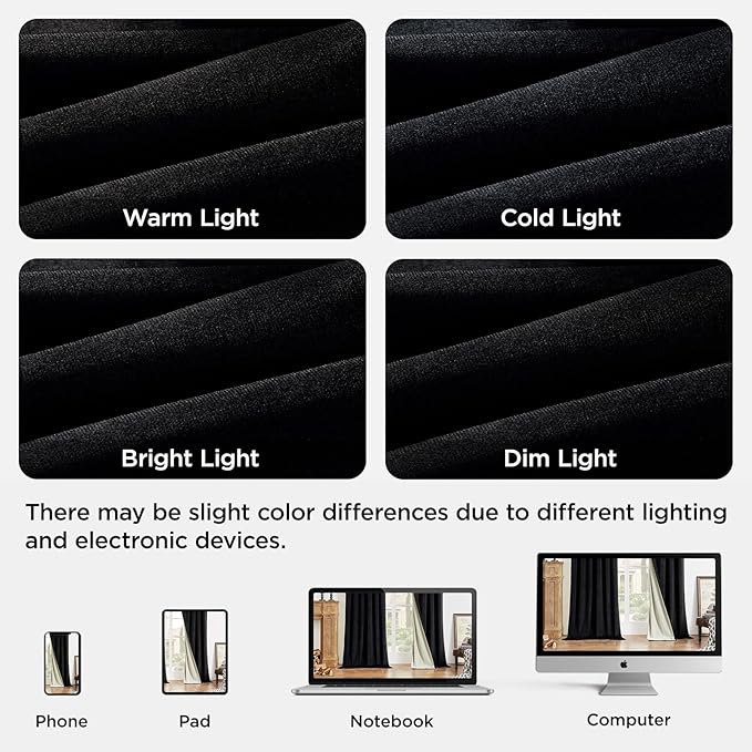Joydeco Black 100% Blackout Curtains 72 Inch 2 Panels, Luxury Thermal Insulated Black Velvet Curtains for Bedroom Living Room, Soundproof Blackout Window Drapes, Rod Pocket & Back Tab (42W x 72L)