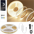 COB LED Strip Lights Warm White,24V Dimmable led Light Strip KIT with Remote and app Control,3000K 9.84FT/3m 8mm Wide Ra>90 Cuttable Flexible Strip Lights for Bedroom,Wardrobe,Cabinet