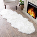 Walk on Me White Double Pelt Faux Fur Sheepskin Rug: Ultra Soft, Super Thick, Fluffy 2x6 Feet, Living Room, Bedroom, Office, Synthetic, Latex, Non-Slip