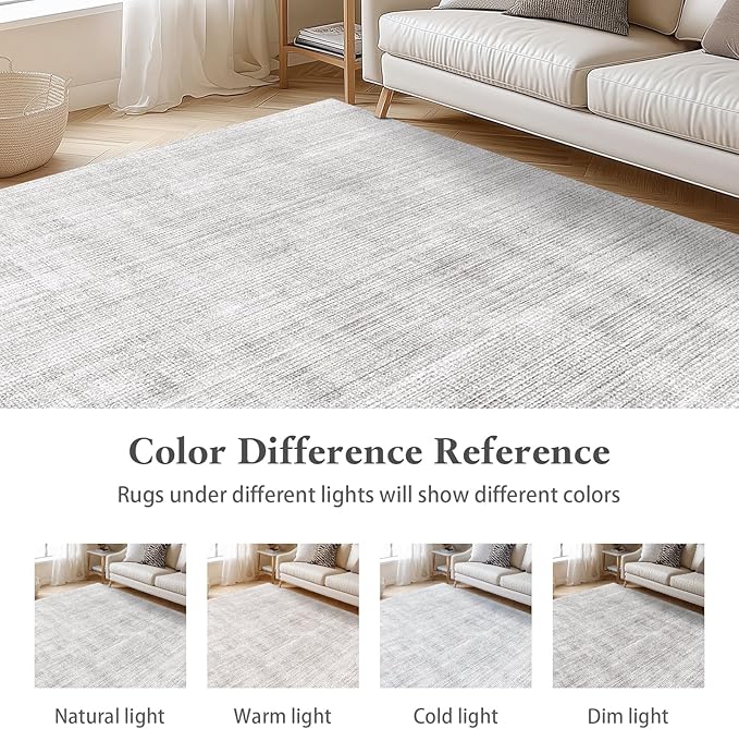Area Rugs 6x9, Machine Washable Modern Soft Rugs for Living Room Floor Non-Slip Carpet for Nursery Bedroom Indoor Home Office Light Grey 6x9