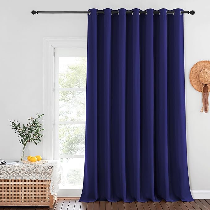 NICETOWN Navy Blue Blackout Curtains for Bedroom/Living Room 132 Inch Length - Thermal Insulated Room Darkening Grommet Top Window Curtains (100 by 132 - Inch, 1 Panel)