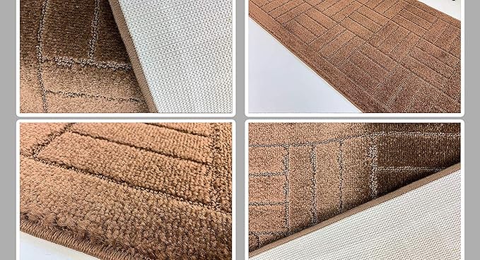 10 ft Long Brown Hallway Kitchen Runner Rug Non-Slip Washable, 26" X 10' Carpet Runner Rugs-Rubber Backed, Custom Size Floor Mat for Stairs Bedroom Bathroom Entryway, Your Choice of Length