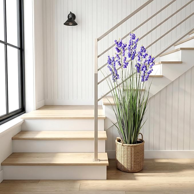 Green Onions Home Decor Fake Plants Lily of The Valley Snake Plant Home DéCor Accents Artificial Grass Room Decor Artificial Plants Indoor Artificial Grass 47“ 1 Pack（Purple）
