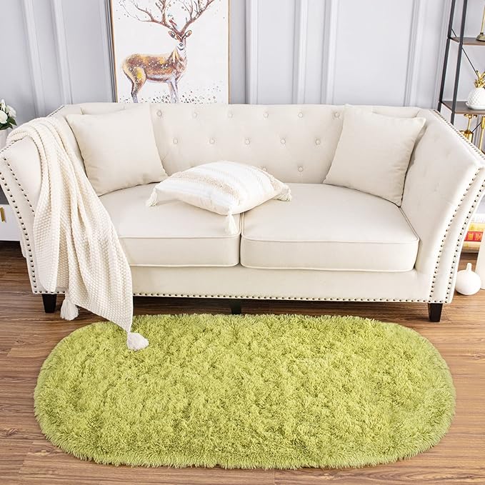 Noahas Ultra Soft Fluffy Bedroom Rugs Kids Room Carpet Modern Shaggy Area Rugs Home Decor 2.6' X 5.3', Green