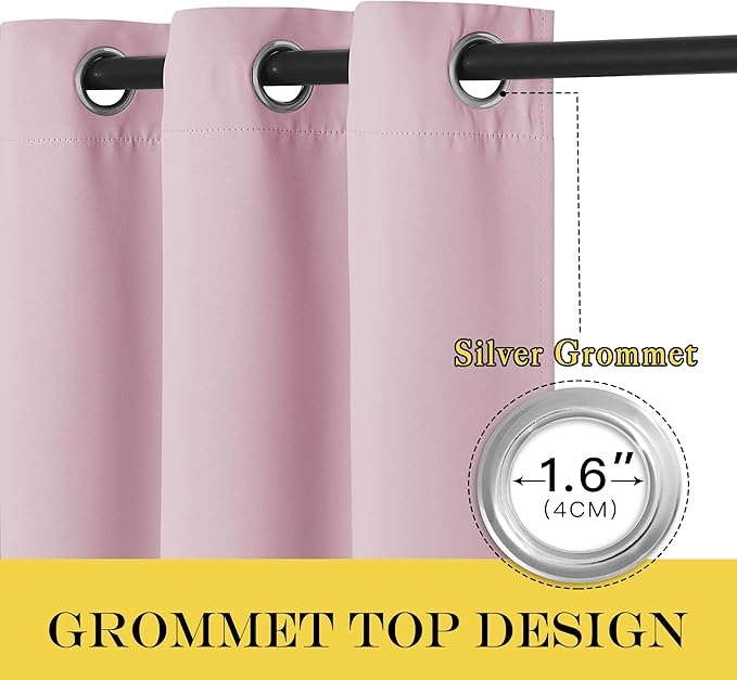 NICETOWN Bedroom Curtain Room Darkening Drapery - Home Fashion Microfiber Thermal Insulated Solid Grommet Room Darkening Curtain for Kitchen (Lavender Pink, 1 Panel, 52 inches Wide by 72 inches Long)