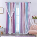 XiDi Curtains for Bedroom Decor, Rainbow Pink Purple/34/90