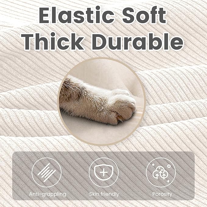 78'' Modular Sectional Cloud Couch with 2 Movable Ottoman, 4 Seat Comfy Modern Corduroy Sofa with 2 Throw Pillows, Deep Seat Sleeper Couch for Living Room Bedroom Apartment, Beige