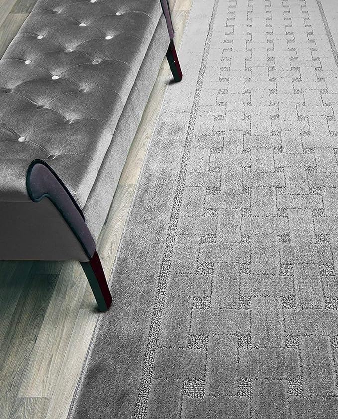 Non Slip Washable Carpet Runner Rug with Rubber Backing, Custom Floor Mat for Kitchen Hallway Stairs Bedroom Bathroom Entry, Grey, Your Choice of Length, 26 Inch X 33 feet