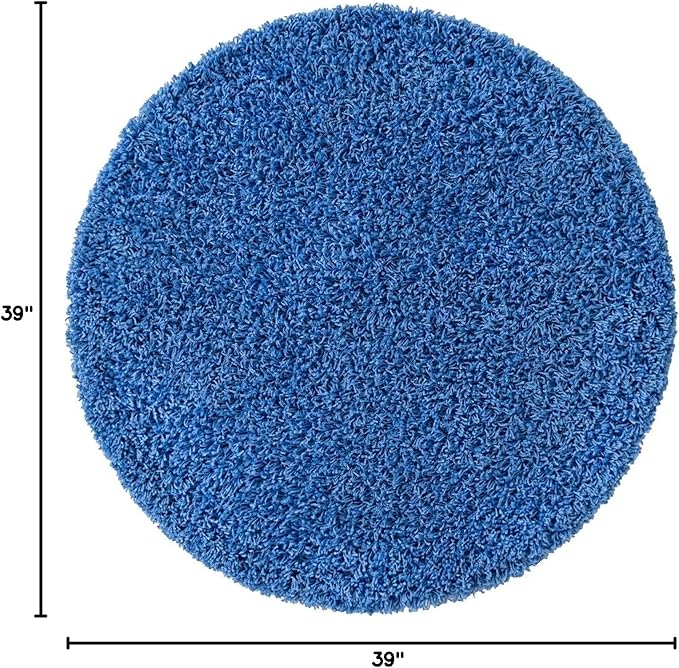 Unique Loom Solid Shag Collection Area Rug (3' 3" Round, Periwinkle Blue)