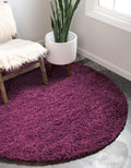 Unique Loom Solid Shag Collection Area Rug (8' Round, Eggplant Purple)