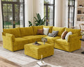 ABCASA 103.5" Oversized Modular Sectional Sofa, L Shaped Convertible Couch with Movable Ottoman, Large 6 Seat Corner Couches for Living Room Deep Seat- Yellow Chenille