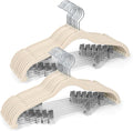 Velvet Pants Hangers 20 Pack with Adjustable Clips, Space-Saving Slim Felt Clothes Hangers, Heavy Duty & Non-Slip Flocked Hangers for Pants, Skirts, Dresses and Jeans(Beige)