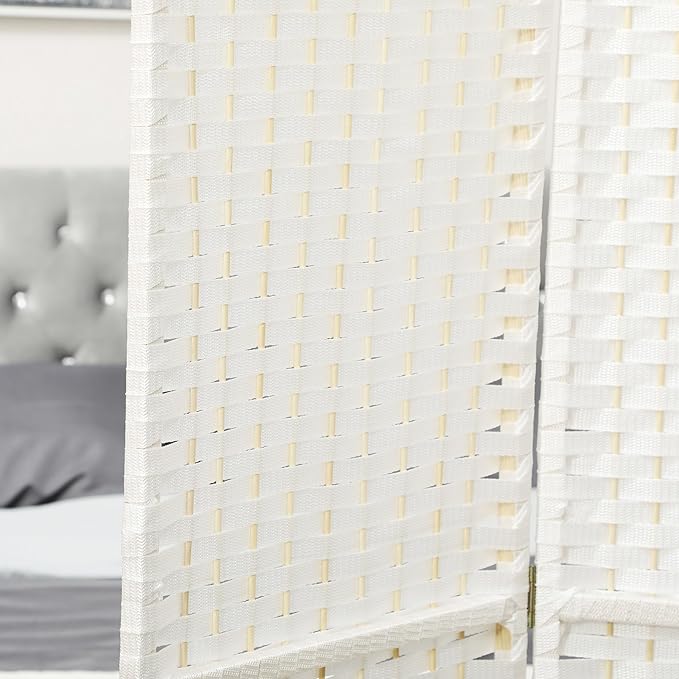 HOMCOM Room Divider, 8 Panel Folding Privacy Screen, 5.6' Tall Freestanding Wall Partition for Home Office, Bedroom, White