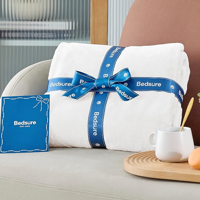 Bedsure GentleSoft Fleece Blankets King Size White - Bed Blanket Soft Lightweight Plush Cozy Fuzzy Luxury Microfiber, 108x90 inches