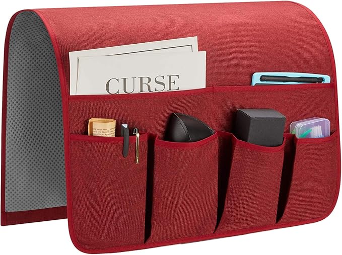 Sofa Armrest Organizer, Remote Control Holder for Recliner Couch, Arm Chair Caddy with 6 Pockets for Magazine, Tablet, Phone, iPad