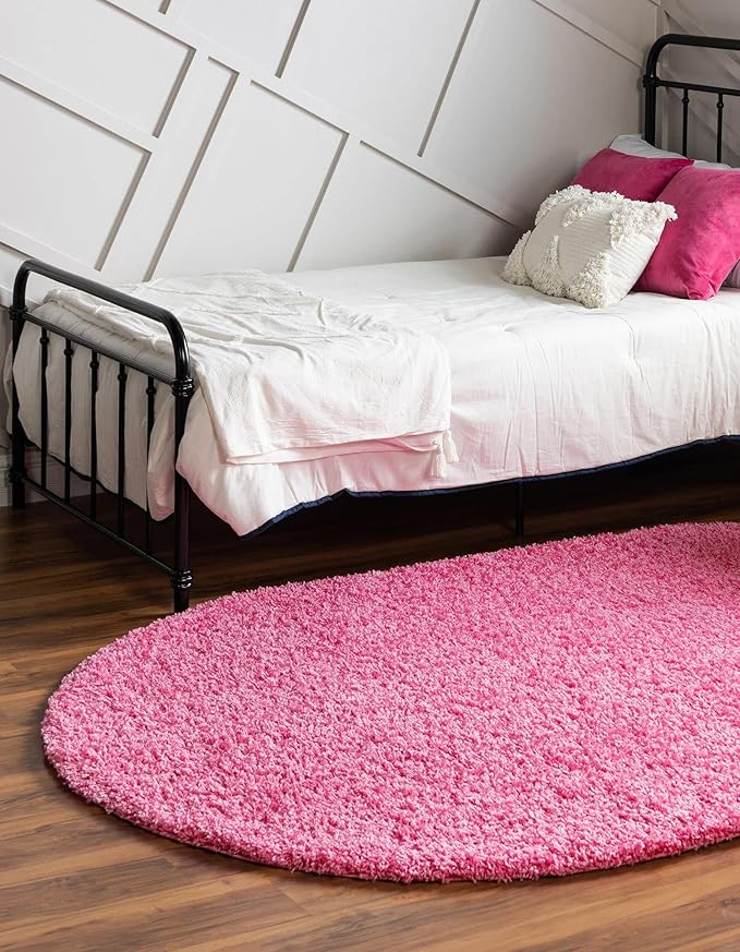 Unique Loom Solid Shag Collection Area Rug (3' 3" x 5' 3" Oval, Taffy Pink)