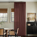 Maroon Pinch Pleated Linen Curtains 108 Inches Long for Living Room 2 Panels Set Flax Double Pleated Drapes Back Tab Farmhouse Ceiling Floor 108 Inch Window Curtains Bedroom Chestnut Reddish Brown