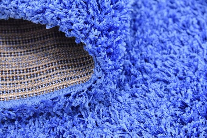 Unique Loom Solid Shag Collection Area Rug (8' Square, Periwinkle Blue)