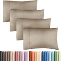 King Pillow Cases Set of 4 - Ultra Soft Hotel Quality Pillowcase Covers - Comfy, Cozy & Wrinkle Free - Shrinkage and Fade Resistant - Machine Washable Pillow Protectors - 4 Piece Set - Heathered Beige