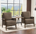 Dark Brown Accent Chairs for Living Room Set of 2, Modern Arm Chairs for Bedroom, Wooden Upholstered Mid Century Accent Chairs, Fabric