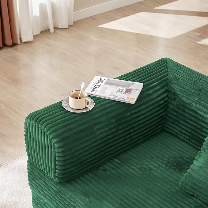 Boneless Couch Folding Couches for Living Room Sofa, Futon Sofa Bed with Sleeper Sofa, Futon Couch with Fixed-Shape Oversized Corduroy Upholstered (Green, 81 Inches)