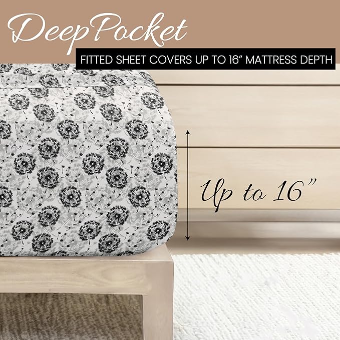 Linen Market 4 Piece California King Bedding Sheet Set (Gray Floral) - Sleep Better Than Ever with These Ultra-Soft & Cooling Bed Sheets for Your Cal King Size Bed - Deep Pocket Fits 16" Mattress