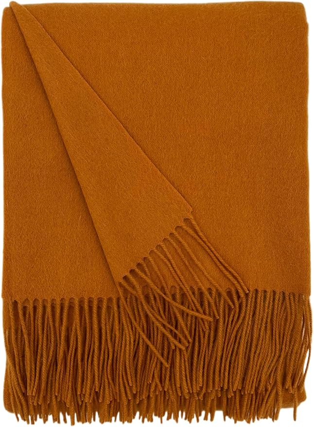 Alashan Cashmere Blend Ripple Finish Woven Throw (Golden Scotch)