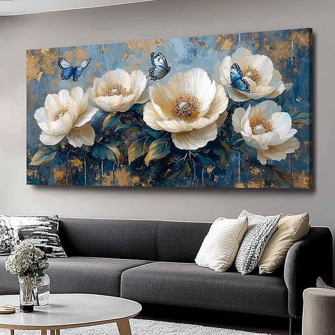 Flowers Canvas Wall Art - Modern landscape Paintings for Living Room, Bedroom Wall Decor, Framed Wall Art for Home or Office Decoration, Large Wall Art 20"x40"(50CMx100CM)