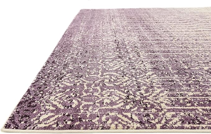 Unique Loom Del Mar Collection Area Rug - Jennifer (7' 10" Square, Purple/ Ivory)