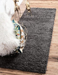 Unique Loom Solid Shag Collection Area Rug (2' 6" x 19' 8" Runner, Graphite Gray)