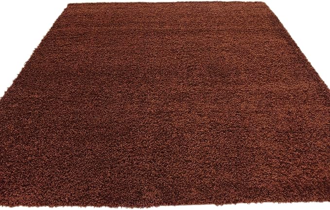 Unique Loom Solid Shag Collection Area Rug (8' Square, Chocolate Brown)