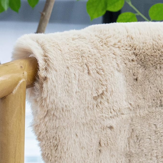 Light Brown Beige Plush Shag Area Rugs 8x10 Rugs for Living Room Boho Fluffy Large Rabbit Fuzzy Fur Rug for Bedroom Nursery Rug