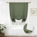 DriftAway Double Layer Linen Blackout Tie Up Curtains Thermal Insulated Fully Lined Balloon Roman Shade Bathroom Window Adjustable Rod Pocket for Small Window 25 Inch by 47 Inch Olive Green