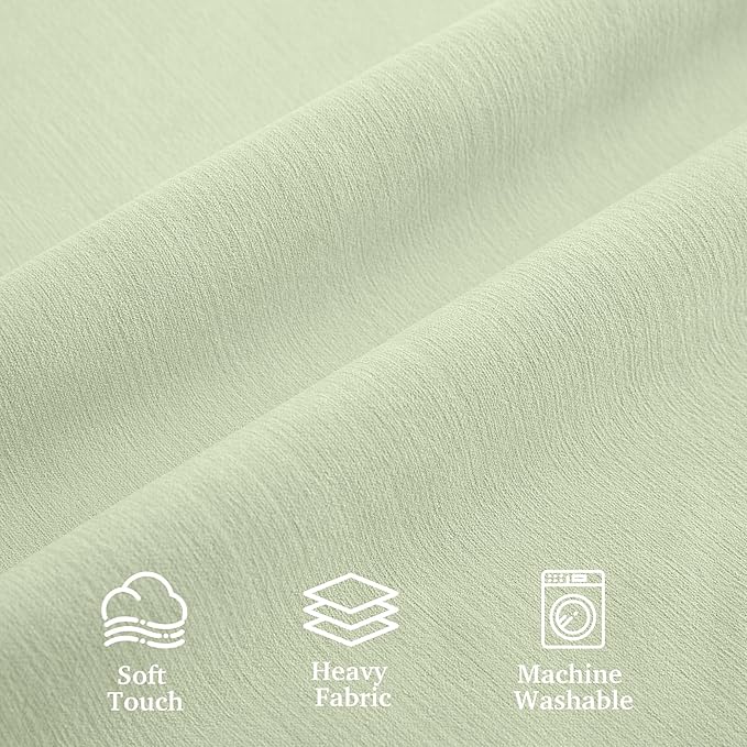 RYB HOME Sage Green Velvet Chenille Curtains 84 Inches for Bedroom Living Room Office, 100% Blackout Thermal Insulated Soundproof Window Curtains & Drapes with Back Tab, W52 x L84, 2 Panels